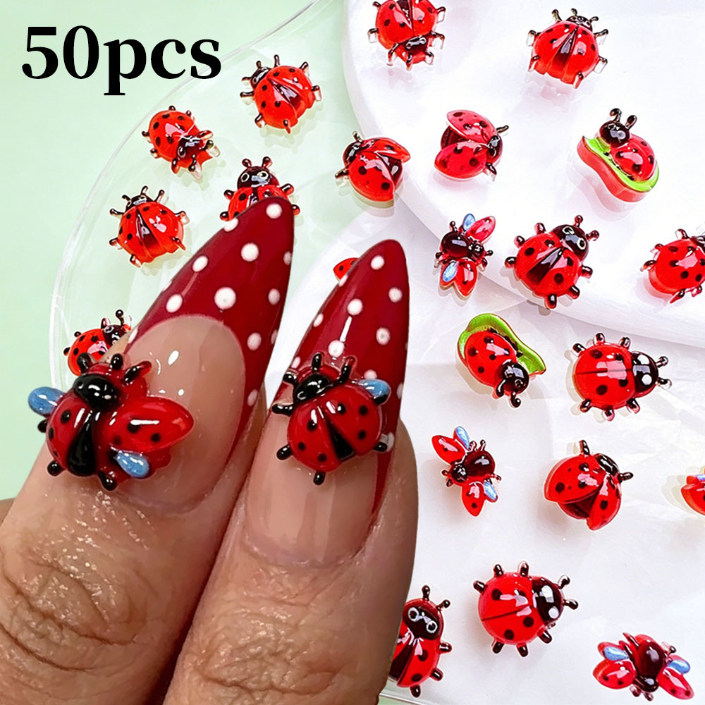 Art Craft Ladybug - 50 Pezzi Mini Ciondoli 3D in
