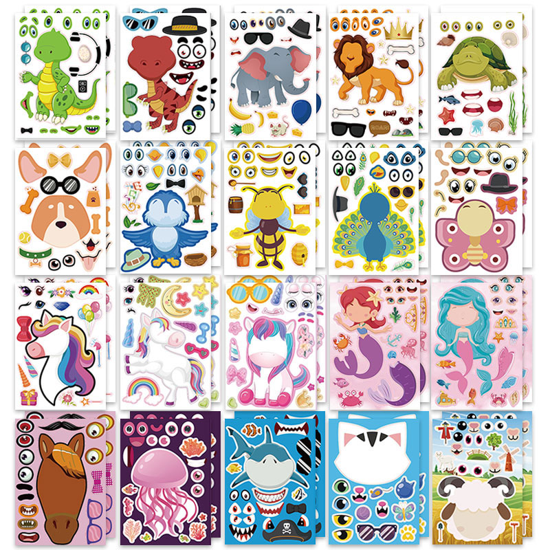 Art Craft Zoo - 12/24 fogli Crea un viso Adesivi