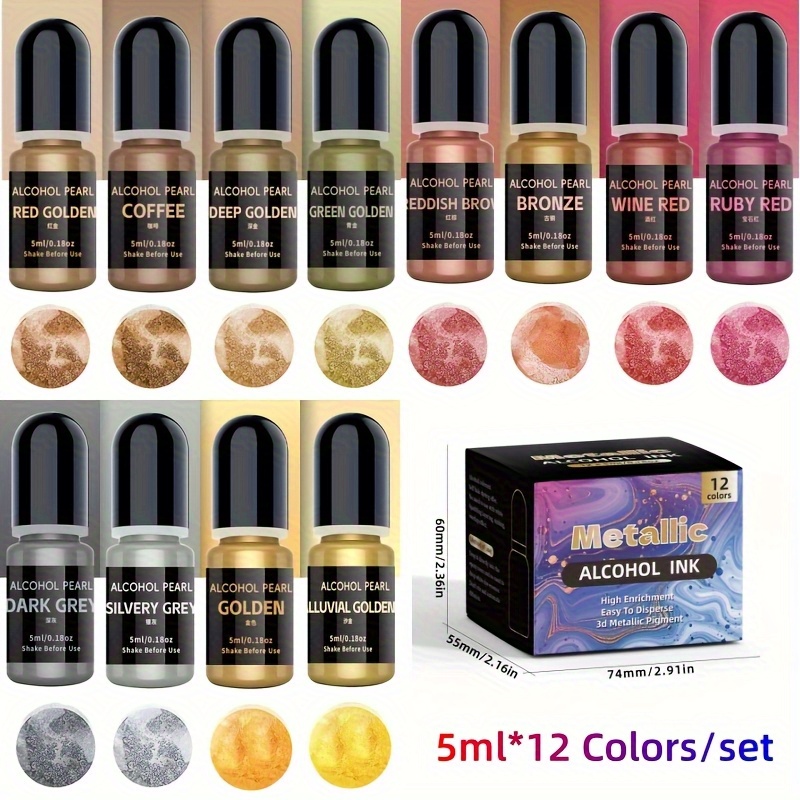 Alcohol Ink Set - Set di 12 colori metallici3DRendering (5
