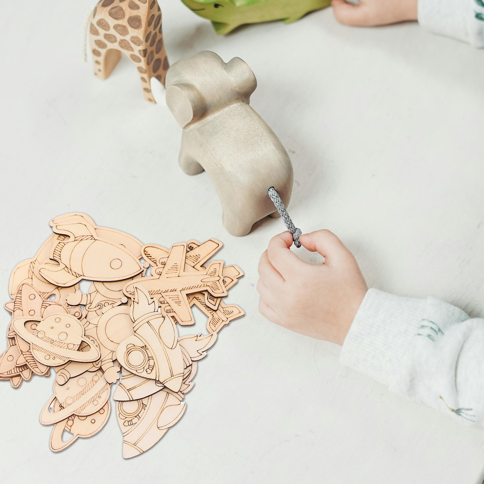 Art And Craft Rocket - 24 Pezzi Ritagli in Legno a