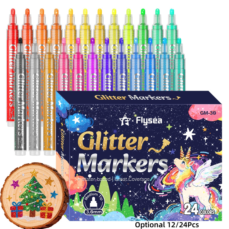 Art Craft Doodle - Pennarelli Acrilici Glitterati 12/24 Colori, Punta